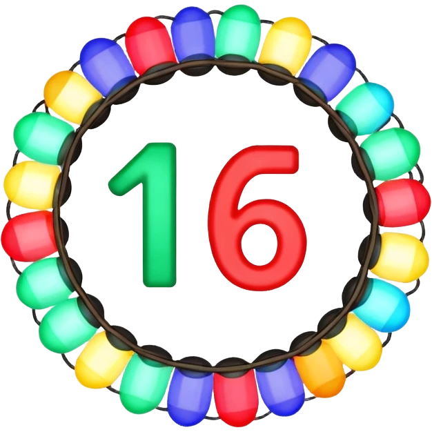 the numbers "1637" with Christmas lights wrapping it emoji