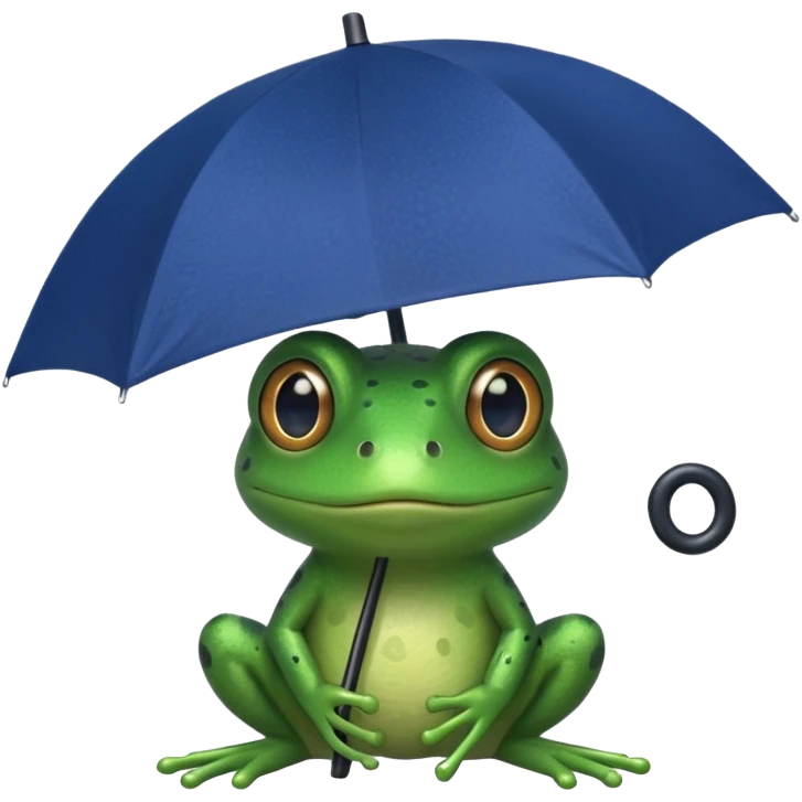 Frog hold small dark blue umbrella emoji