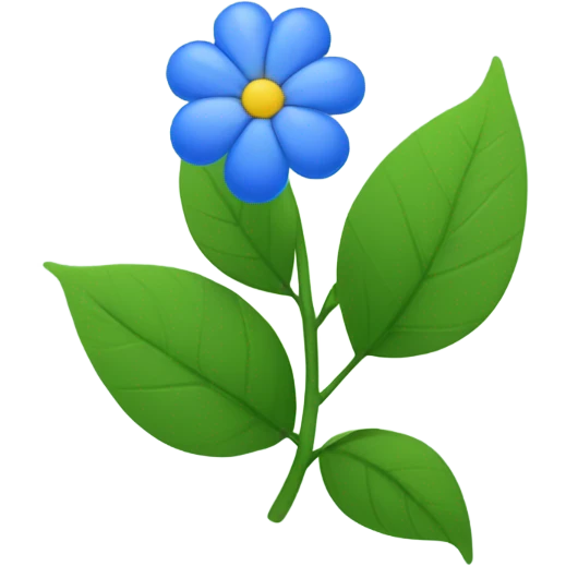 Blue flowers on a plant with leaves emoji