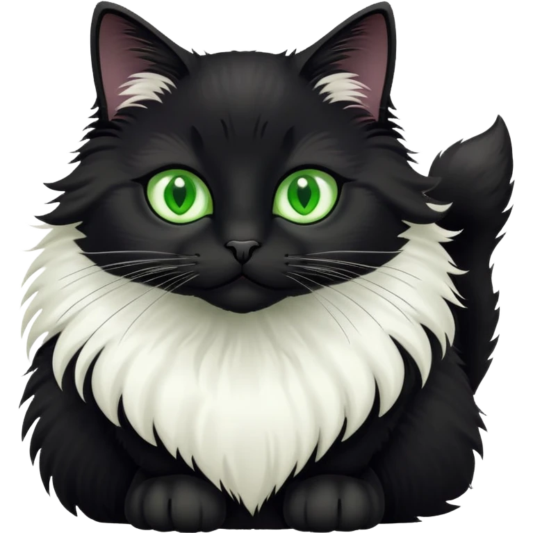black cat with white bottom, looking curious emoji
