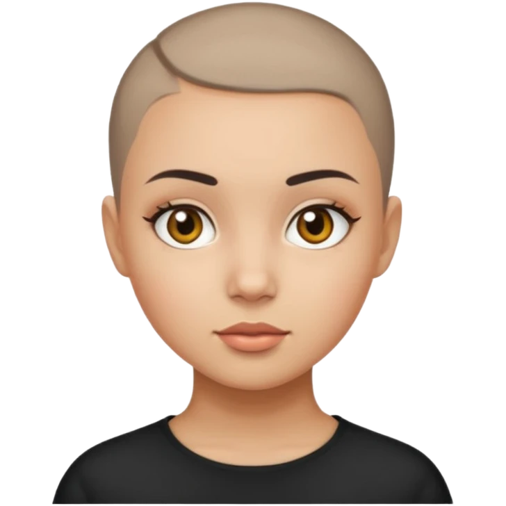 HAZEL EYES BLACK BLACK BUZZ CUT LIGHT SKIN ROUND FACE GIRL emoji