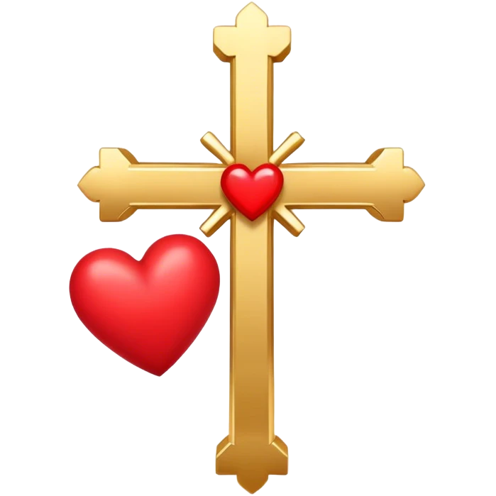 Two red  hearts around  a simple gold cross  emoji