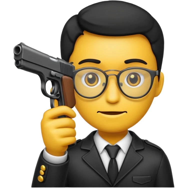 Quiero un emoji con lentes negros con una pistola automática en la mano emoji