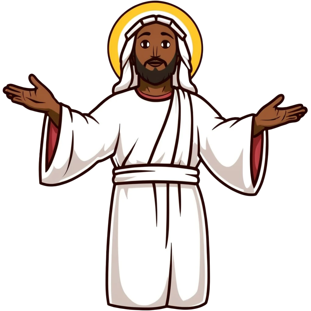 Jesus Christ with a slightly dark skin emoji