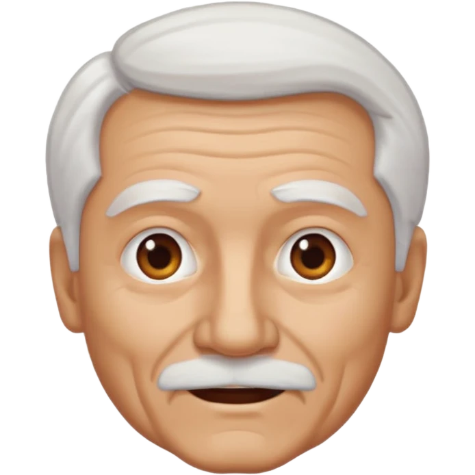 Illustrated emoji of an old man, white hair, no facial hair, dark eyes, tanned skin  emoji