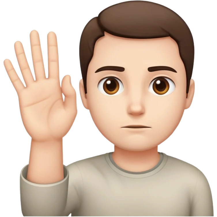 person with a serious face, palm out in a stop gesture emoji