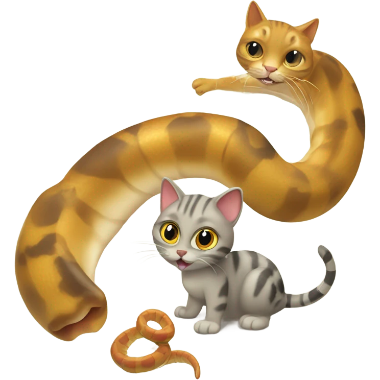 cat  and snake playing emoji