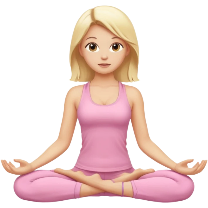 blonde yoga girl light pink clothes n emoji
