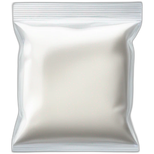 small square transparent ziplock bag, halfway filled with white powder emoji