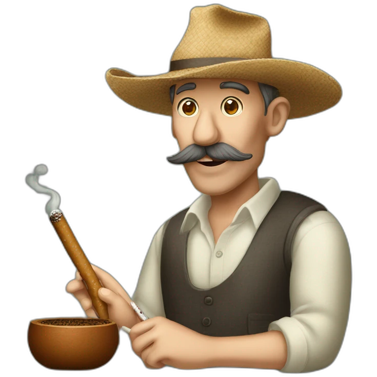 carpincho (rioplatense) fumando un cigarro artesanal delgado de tabaco, mientras descansa panza arriba emoji