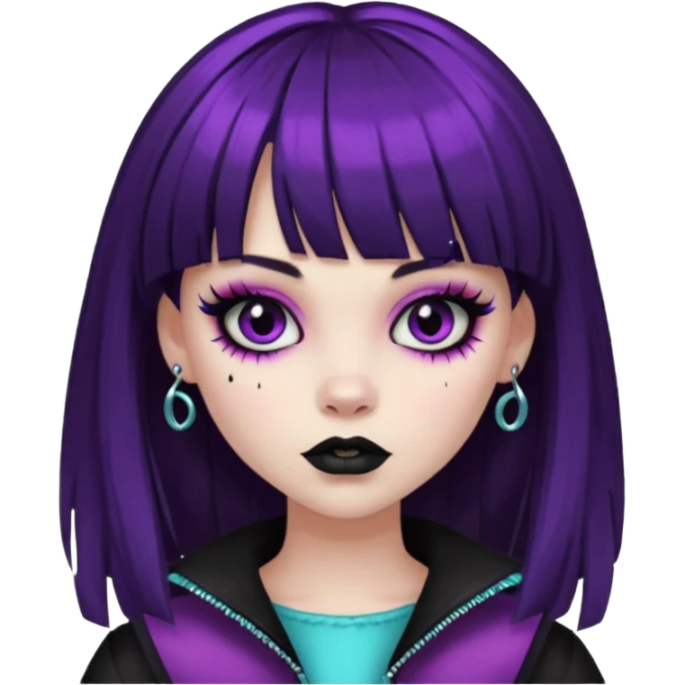 quero uma menina de franja parecendo uma monster h emoji