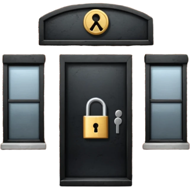 restaurant building with padlock, dark and closed, shut down emoji