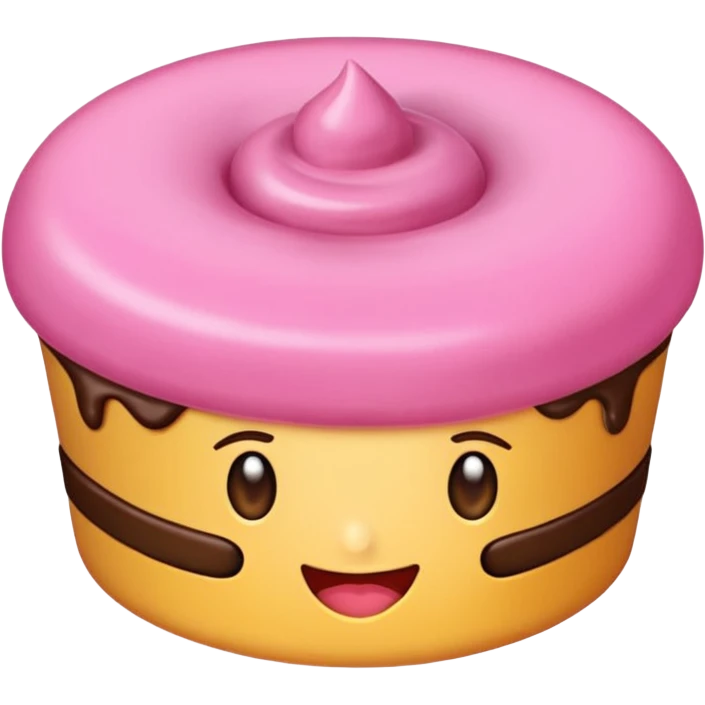 Yumuş yumuş pembe ayıcık elinde kremalı kek tutan emoji