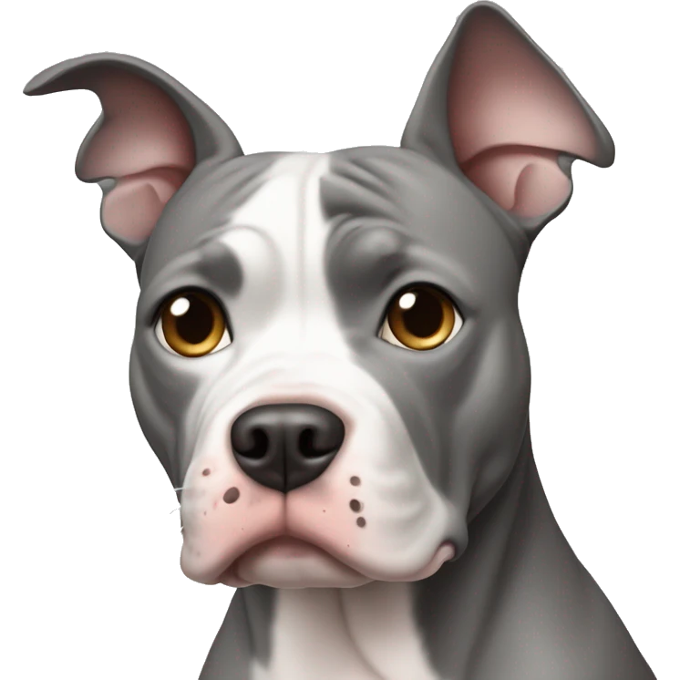 Pitbull gray and white, pointy ears emoji