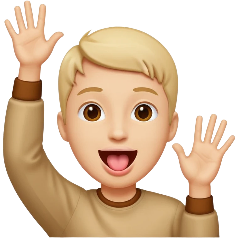 Elleri havada dil çıkartan emoji