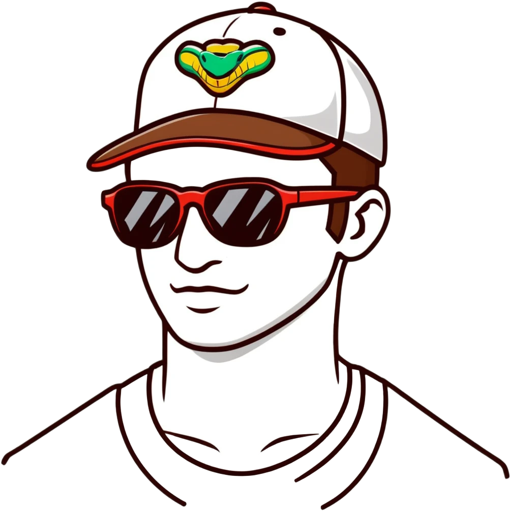 guy with brown hair, baseball cap, wearing polarized Pit Viper glasses emoji