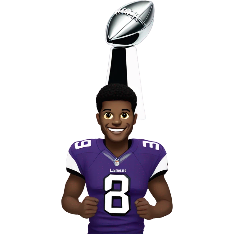 Lamar Jackson holding Super Bowl trophy emoji