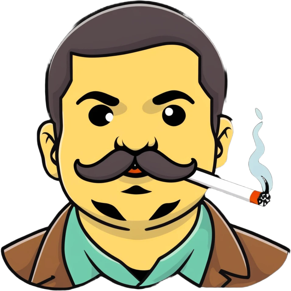 El Chapo drug lord with mustache smoking marijuana emoji