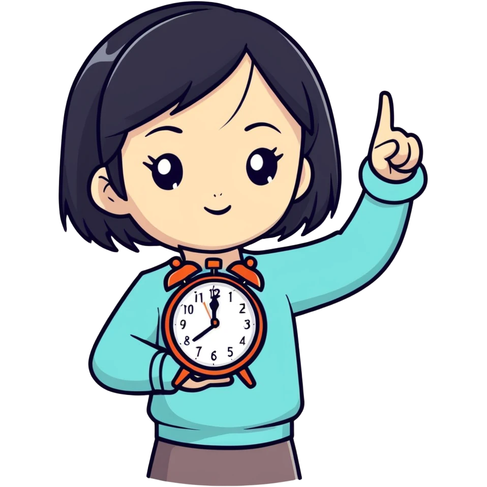 Asian baddie girl black hair with clock it fingers  emoji
