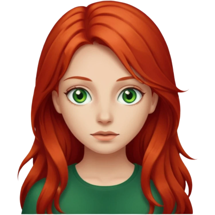 girl with red long hair and green eyes  emoji