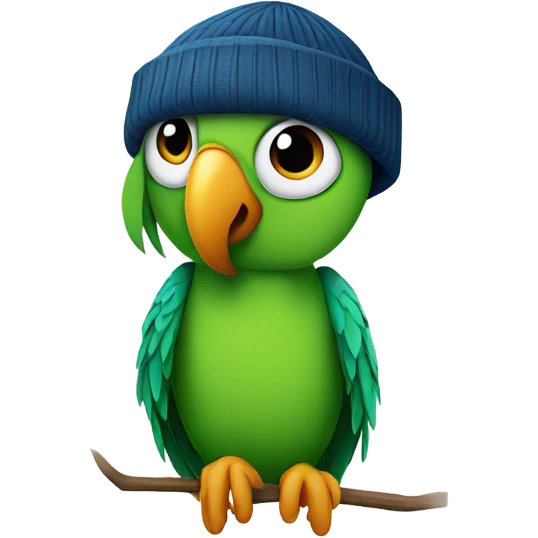 Parrot wearing a beanie emoji