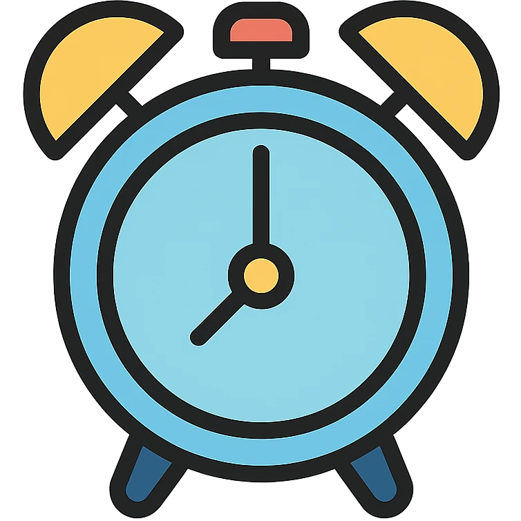 light blue alarm clock, color icon, clean and modern emoji