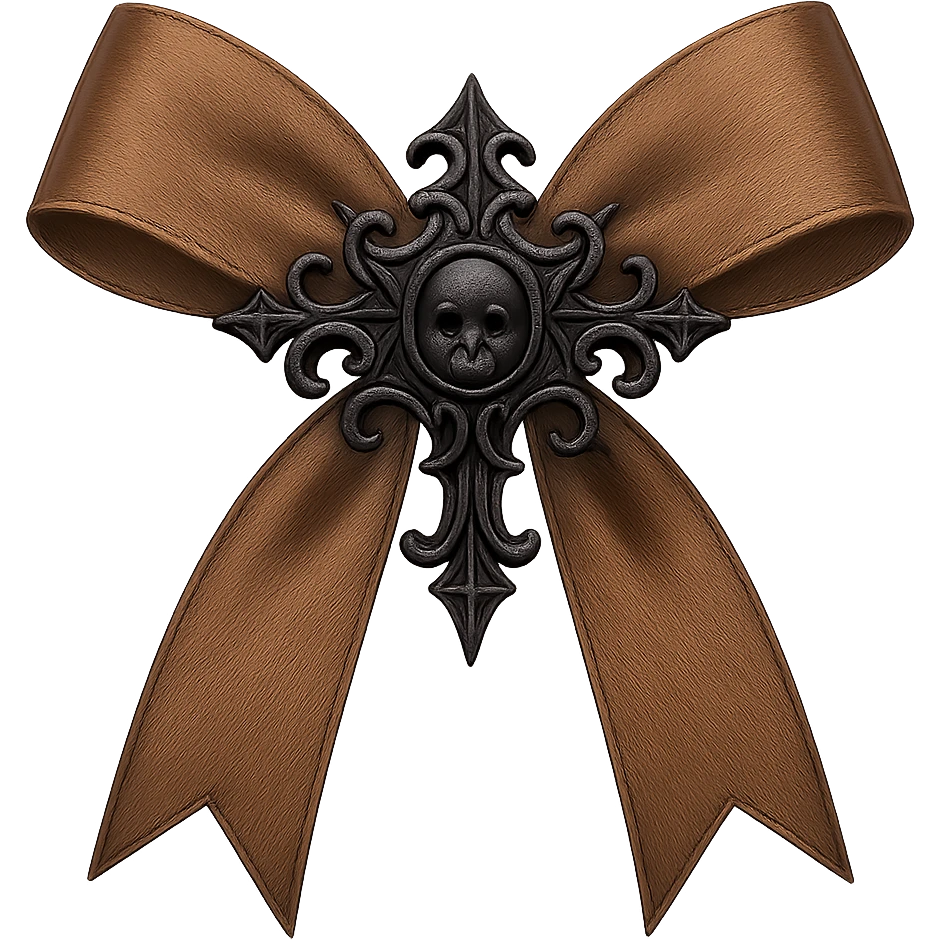 brown bow with goth ornament, remove background emoji