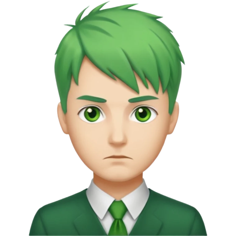 Man with Green Ponytail – green tied hair, calm serious face. emoji