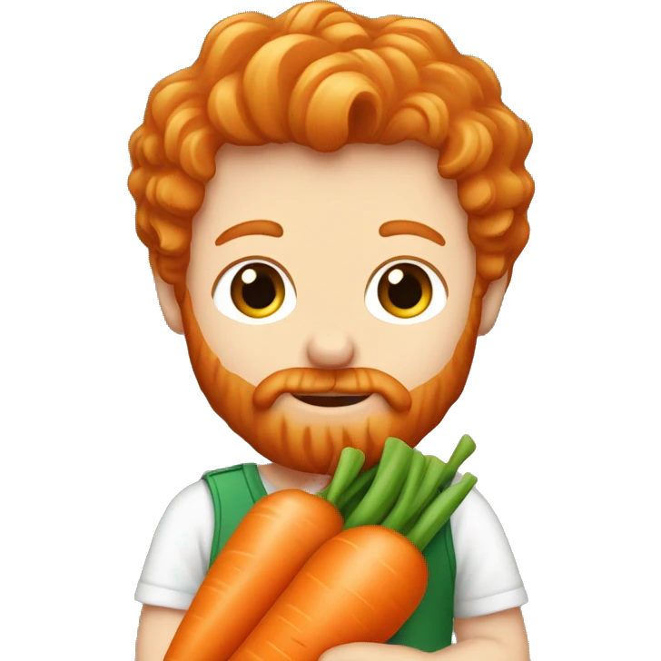 ginger hair and beard caucasian holding a carrot baby emoji