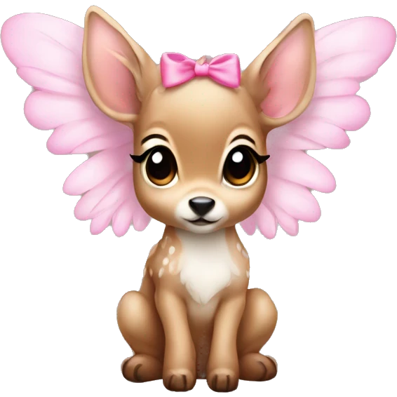 Baby fawn with pink bow and angel wings emoji