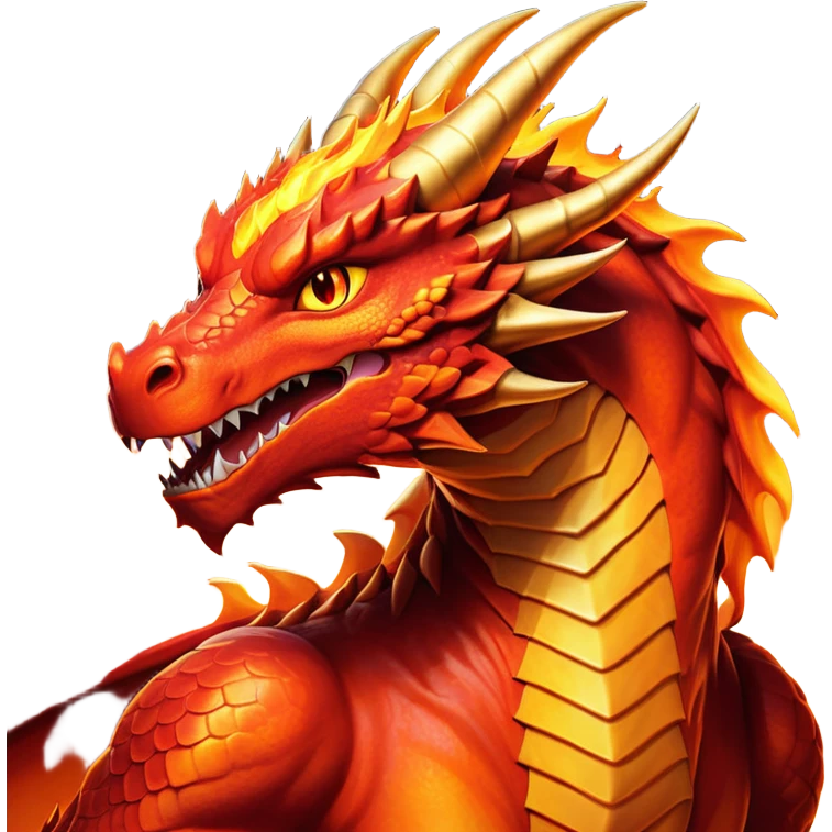 cinematic-noble-fierce-fire-dragon-portrait-emoji,-poised-and-imposing,-with-a-muscular,-scaled-body-ablaze-in-fiery-hues-of-crimson,-molten-orange,-and-molten-gold,-and-intense,-burning-eyes-that-mirror-the-heart-of-a-volcano;-rendered in detail emoji