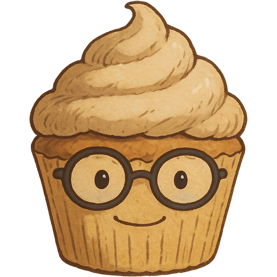 ghibli style cupcake with glasses emoji