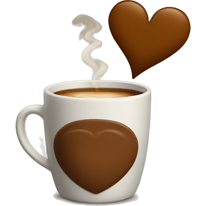 A brown heart with a cup of coffee inside  emoji