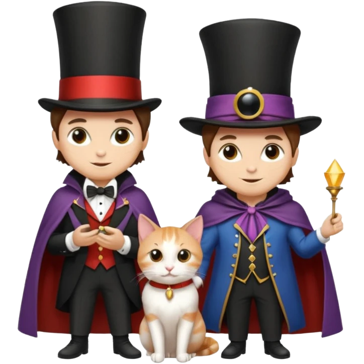magician couple and their pet cat emoji