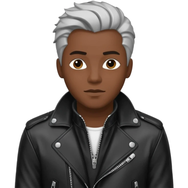 bad boy man with a Casanova vibe, confident expression, stylish hair, wearing a leather jacket emoji