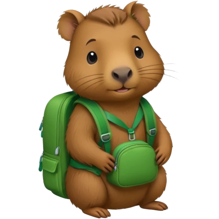 baby capybara wear green backpack emoji