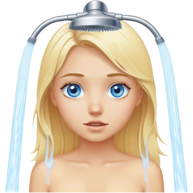 Blonde and blue eye girl in the shower emoji