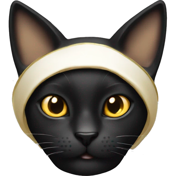 Black Cat with Gold eyes , with smail ears emoji