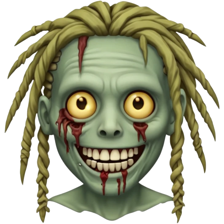 zombie with dreads with braces smiling  emoji