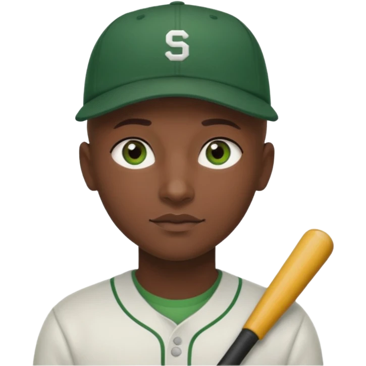 Black bald guy with a baseball cap, brown eyes & a white girl brown hair with green eyes no baseball cap emoji