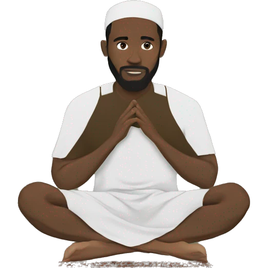 Black Muslim man praying rug emoji