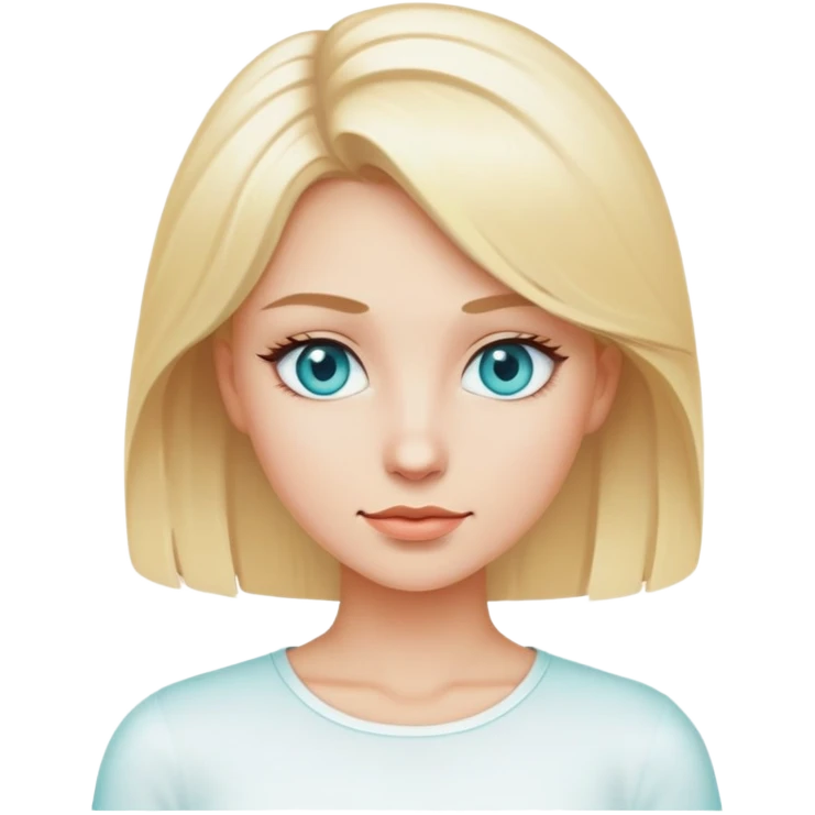 the blonde woman with cyan eyes with white top emoji