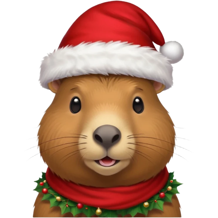 Una capibara con gorro navideño emoji