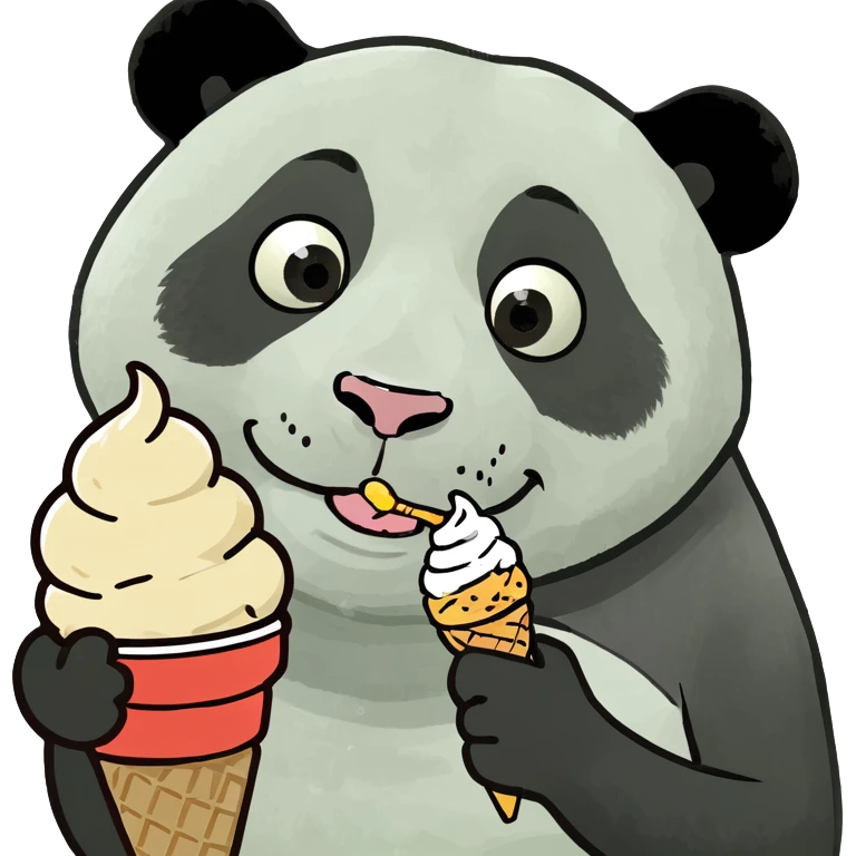 Panda eating ice cream emoji