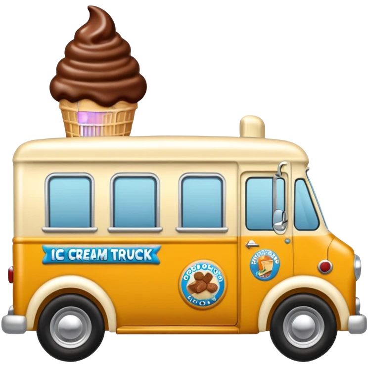 Chocolate nut sprinkle covered bodied 1953 ice cream truck  emoji
