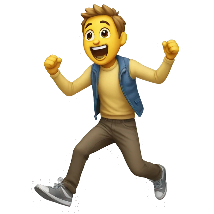 a happy man shouting and jumpingf emoji
