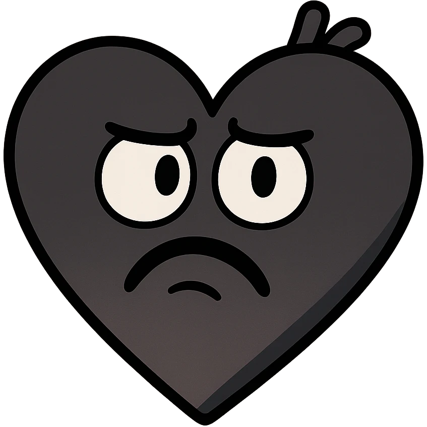 black heart with a gradient, minimal flat style emoji