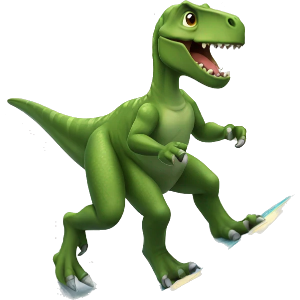 Dinosaur surfing emoji