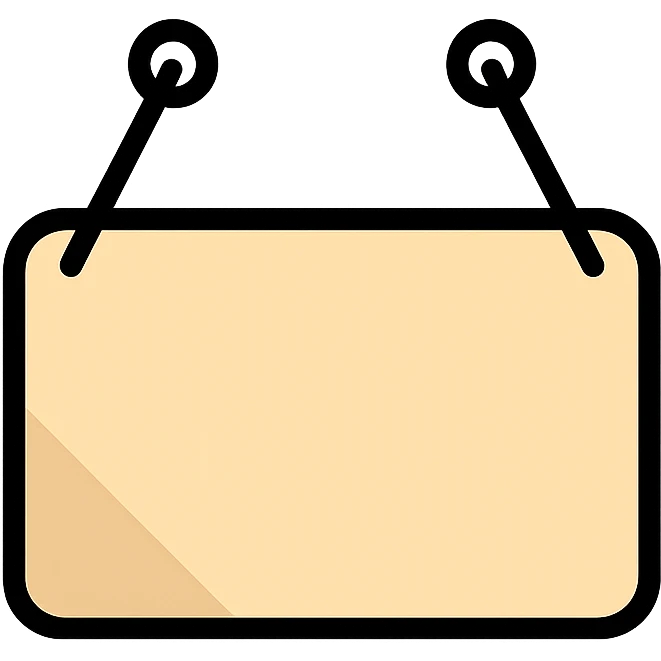 minimalist beige shaped door sign with shadows and highlights, hanging on two nails, icon color outlined style emoji