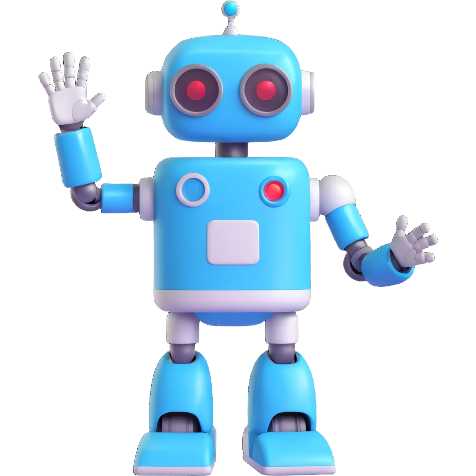 friendly robot waving, for AI-related posts emoji